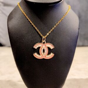 CHANEL CC 18K GOLD PLATED PENDANT WITH FAUX PEARLS ON GOLD PLATED NECKLACE